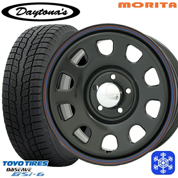 【取付対象】215/70R16 100Q デリカD5 2022～2023年製 トーヨー オブザーブ GSi-6 MRT DAYTONA'S デイトナ ブラック 16インチ 7.0J 5H114.3 114.3 スタッドレスタイヤホイール4本セット