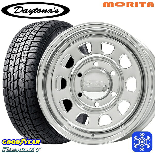 215/60R17 96Q ハイエース ※車検非対応 2024〜2025年製 グッドイヤー アイスナビ7 NAVI7 MRT DAYTONA'S デイトナズ クローム 17インチ 6.5J 6H139.7+38 送料無料 冬タイヤホイール4本セット