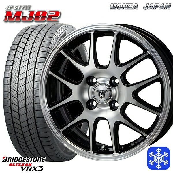 【取付対象】175/65R15 アクア フィット 2022〜2023年製 ブリヂストン ブリザック VRX3 MONZA JPスタイル MJ02 15インチ 5.5J 4穴 100 スタッドレスタイヤホイール4本セット 送料無料