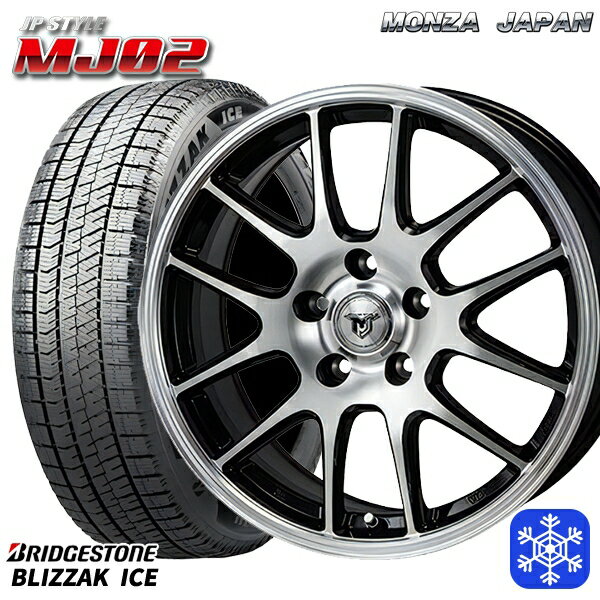 【取付対象】205/55R16 91S アクセラ リーフ 2022年製 ブリヂストン ブリザックアイス MONZA JPスタイル MJ02 16インチ 6.5J 5H114.3 スタッドレスタイヤホイール4本セット