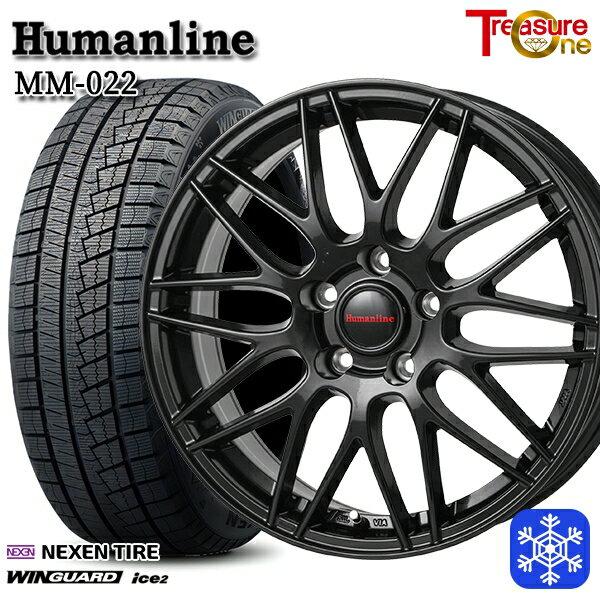 215/60R16 フォレスター レガシィ 2025年製 ネクセン ウィンガードアイス2 トレジャーワン ヒューマンライン MM022 BK 16インチ 6.5J 5H100 送料無料 冬タイヤホイール4本セット