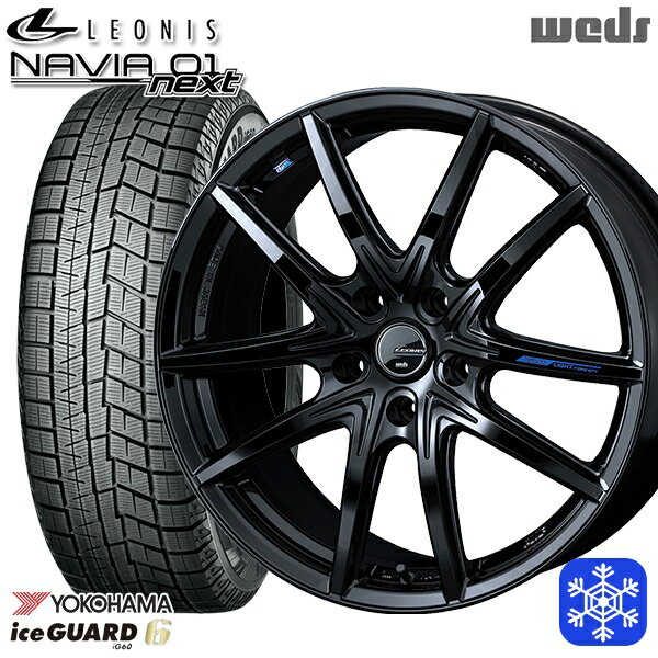 【取付対象】215/55R17 フォレスター レガシィ 2022〜2023年製 ヨコハマ アイスガード IG60 Weds ウェッズ レオニス ナヴィア01next PBK 17インチ 7.0J 5穴 100 スタッドレスタイヤホイール4本セット 送料無料