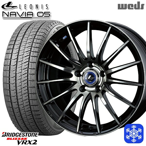 【取付対象】215/60R17 96Q アルファード ヴェルファイア 2021〜2022年製 ブリヂストン ブリザック VRX2 Wedd ウェッズ レオニス ナヴィア05 BPB 17インチ 7.0J 5穴 114.3 スタッドレスタイヤホイール4本セット 送料無料