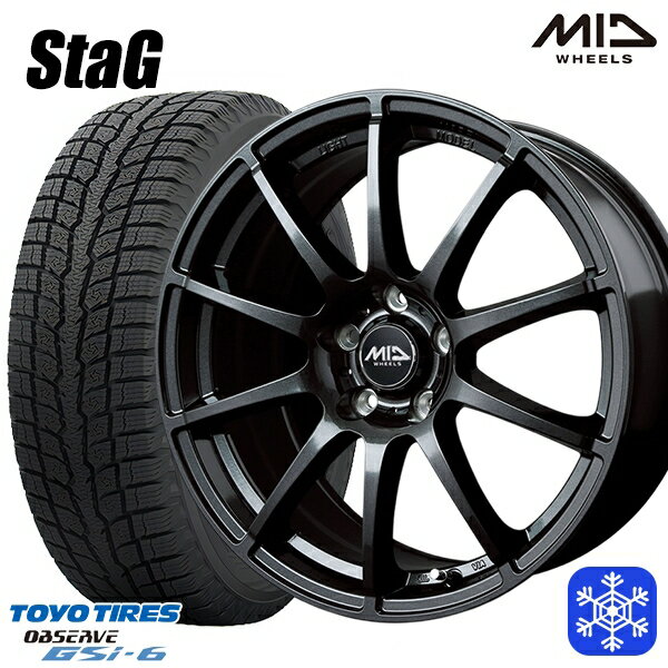 【取付対象】215/70R16 100Q デリカD5 2022〜2023年製 トーヨー オブザーブ GSi-6 MID シュナイダースタッグ ストロングガンメタ 16インチ 6.5J 5H114.3 スタッドレスタイヤホイール4本セット