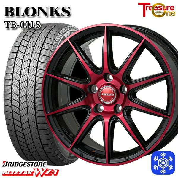 215/45R18 キックス マツダ3 2025年製 ブリヂストン ブリザック WZ1 レジャーワン ブロンクス TB001S BP/レッドクリア 18インチ 7.0J 5H114.3 送料無料 冬タイヤホイール4本セット