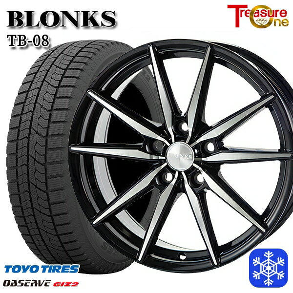 【取付対象】205/65R15 ステップワゴン オデッセイ 2021〜2022年製 トーヨー オブザーブ ギズ2 トレジャーワン ブロンクス TB08 ブラックポリッシュ 15インチ 6.0J 5H114.3 スタッドレスタイヤホイール4本セット