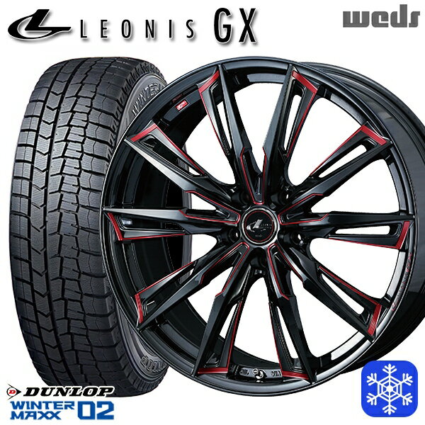 215/45R17 91T プリウス レガシィ 2023年製 ダンロップ ウィンターマックス WM02 ■ Weds ウェッズ レオニス GX BK/SC 17インチ 7.0J 5H100 送料無料 冬タイヤホイール4本セット