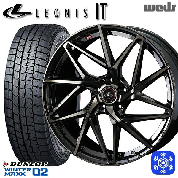 【取付対象】215/45R17 91T プリウス レガシィ 2023年製 ダンロップ ウィンターマックス WM02 ■並行輸入 Weds ウェッズ レオニス IT PBMC/TI 17インチ 7.0J 5穴 100 スタッドレスタイヤホイール4本セット 送料無料