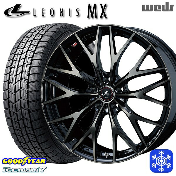 【取付対象】195/65R15 ノア ヴォクシー 2023年製 グッドイヤー アイスナビ7 Weds ウェッズ レオニス MX PBMC/TI 15インチ 6.0J 5H114.3 スタッドレスタイヤホイール4本セット