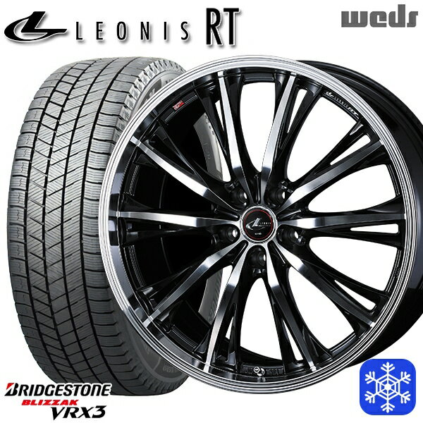 【取付対象】225/55R18 デリカD5 エクストレイル 2022〜2023年製 ブリヂストン ブリザック VRX3 Weds ウェッズ レオニス RT PBMC 18インチ 8.0J 5穴 114.3 スタッドレスタイヤホイール4本セット 送料無料