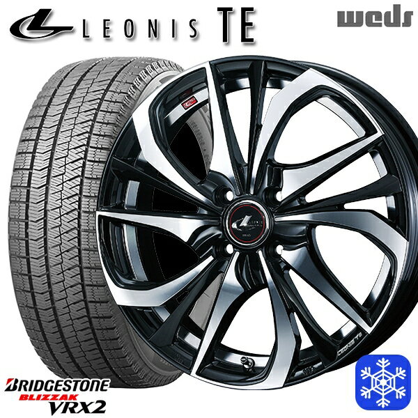 【取付対象】185/60R15 ヤリス ヴィッツ 2021〜2022年製 ブリヂストン ブリザック VRX2 Weds ウェッズ レオニス TE PBMC 15インチ 5.5J 4穴 100 スタッドレスタイヤホイール4本セット 送料無料