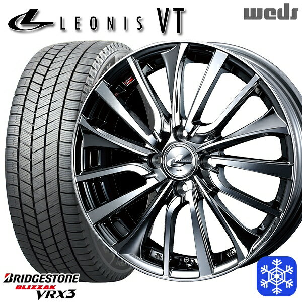 【取付対象】165/55R15 N-BOX タント 2022〜2023年製 ブリヂストン ブリザック VRX3 Weds ウェッズ レオニス VT BMCMC 15インチ 4.5J 4穴 100 スタッドレスタイヤホイール4本セット 送料無料