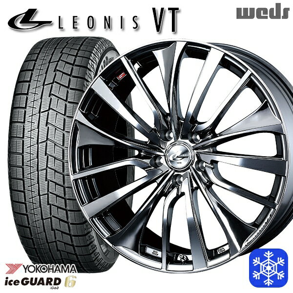 【取付対象】235/50R18 アルファード ヴァルファイア 2021〜2022年製 ヨコハマ アイスガード IG60 Weds ウェッズ レオニス VT BMCMC 18インチ 7.0J 5穴 114.3 スタッドレスタイヤホイール4本セット 送料無料