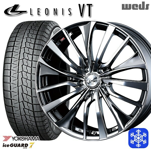 【取付対象】215/60R17 96Q アルファード ヴェルファイア 2022年製 ヨコハマアイスガード IG70 Weds ウェッズ レオニス VT BMCMC 17インチ 7.0J 5穴 114.3 スタッドレスタイヤホイール4本セット 送料無料