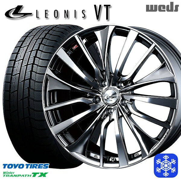 【取付対象】225/55R18 デリカD5 エクストレイル 2022〜2023年製 トーヨー ウィンタートランパス TX Weds ウェッズ レオニス VT BMCMC 18インチ 8.0J 5穴 114.3 スタッドレスタイヤホイール4本セット 送料無料