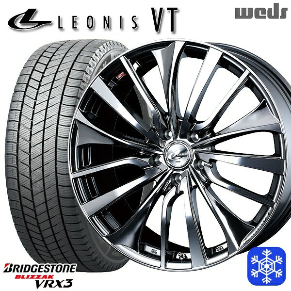 【取付対象】215/45R18 キックス マツダ3 2022〜2023年製 ブリヂストン ブリザック VRX3 Weds ウェッズ レオニス VT BMCMC 18インチ 7.0J 5穴 114.3 スタッドレスタイヤホイール4本セット 送料無料