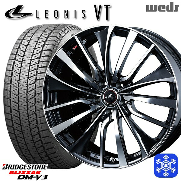 【取付対象】225/55R19 ハリアー CX5 CX8 2021〜2022年製 ブリヂストン ブリザック DM-V3 Weds ウェッズ レオニス VT PBMC 19インチ 7.5J 5穴 114.3 スタッドレスタイヤホイール4本セット 送料無料