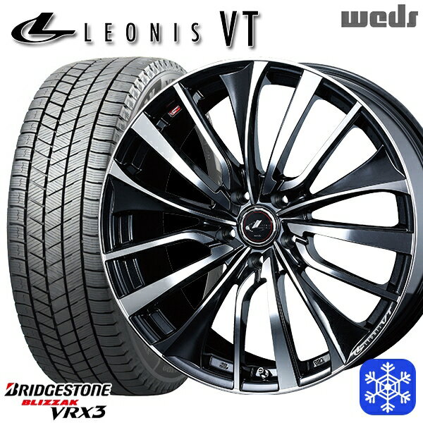 【取付対象】215/60R17 96Q アルファード ヴェルファイア 2022〜2023年製 ブリヂストン ブリザック VRX3 Weds ウェッズ レオニス VT PBMC 17インチ 7.0J 5穴 114.3 スタッドレスタイヤホイール4本セット 送料無料