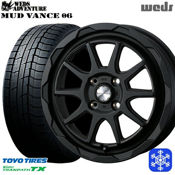 [クーポン対象商品]165/65R14 ハスラー ソリオ 2024〜2025年製 トーヨー ウィンター トランパス TX Weds マッドヴァンス06 フルマットブラック 14インチ 4.5J 4H100