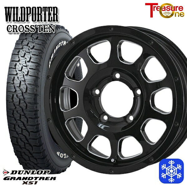 215/70R16 100Q ジムニー 2024〜2025年製 ダンロップ グラントレック XS1 ホワイトレター トレジャーワン ワイルドポータークロステン BK/SM 16インチ 5.5J 5H139.7 送料無料 冬タイヤホイール4本セット