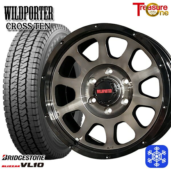 195/80R15 107/105N 2024〜2025年製 ブリヂストン ブリザック VL10 トレジャーワン ワイルドポータークロステン BP/BC 15インチ 6.0J 6H139.7 ハイエース専用 送料無料 冬タイヤホイール4本セット