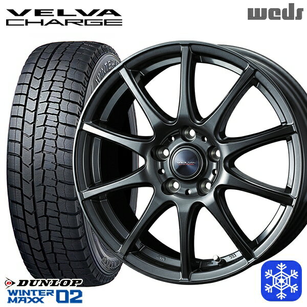 【取付対象】195/65R15 30/50プリウス インプレッサ 2021年製 ダンロップ ウィンターマックス WM02 Weds ウェッズ ヴェルヴァチャージ ディープメタル 15インチ 6.0J 5穴 100 スタッドレスタイヤホイール4本セット 送料無料