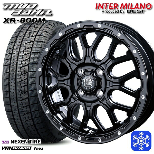 165/55R14 モコ ルークス 2025年製 ネクセン ウィンガードアイス2 インターミラノ マッドバーン XR-800M MBK/PP 14インチ 4.5J 4H100 送料無料 冬タイヤホイール4本セット