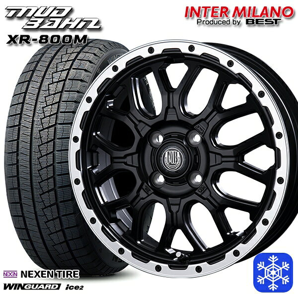165/55R14 モコ ルークス 2025年製 ネクセン ウィンガードアイス2 インターミラノ マッドバーン XR-800M MBK/RP 14インチ 4.5J 4H100 送料無料 冬タイヤホイール4本セット