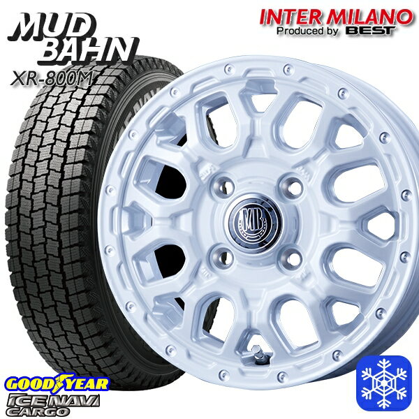 145R12 6PR （145/80R12） 2024〜2025年製 グッドイヤー アイスナビカーゴ インターミラノ マッドバーン XR-800M PWH/PP 12インチ 4.0J 4H100+42 送料無料 冬タイヤホイール4本セット
