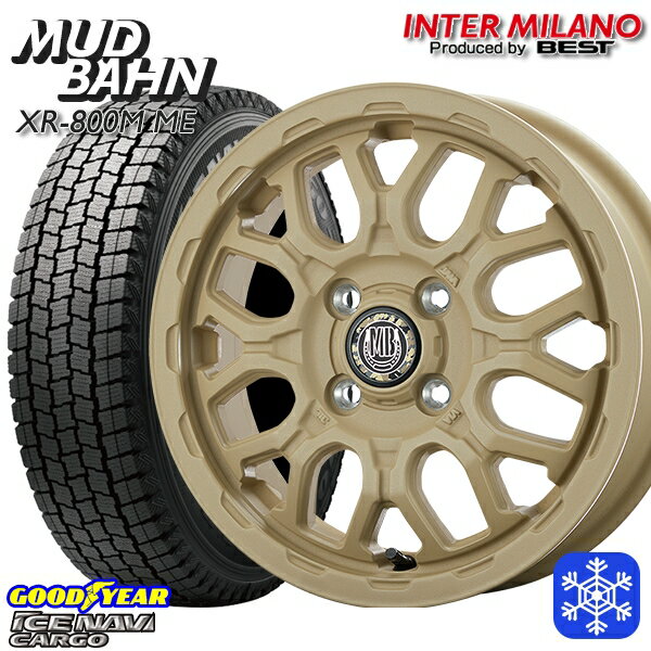 145R12 6PR （145/80R12） 2024〜2025年製 グッドイヤー アイスナビカーゴ インターミラノ マッドバーン XR-800M ME チッピングベージュ（CBE） 12インチ 4.0J 4H100+42 送料無料 冬タイヤホイール4本セット