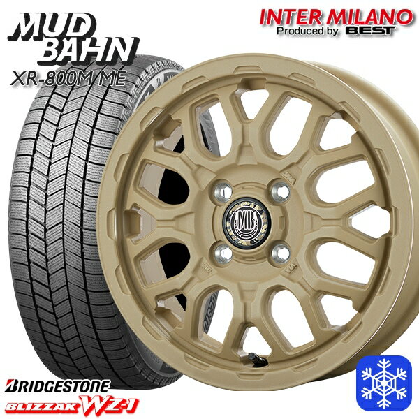 165/60R14 クリッパー エブリィワゴン 2025年製 ブリヂストン ブリザック WZ1 インターミラノ マッドバーン XR-800M ME チッピングベージュ（CBE） 14インチ 4.5J 4H100+45 送料無料 冬タイヤホイール4本セット