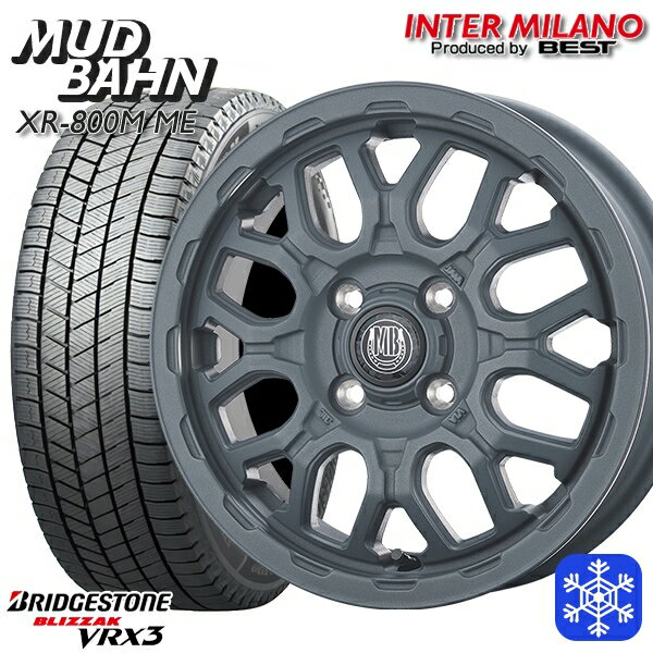 155/65R14 N-BOX タント 2025年製 ブリヂストン ブリザック VRX3 インターミラノ マッドバーン XR-800M ME チッピンググレー（CGY） 14インチ 4.5J 4H100+45 送料無料 冬タイヤホイール4本セット