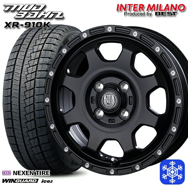 【取付対象】165/55R14 モコ ルークス 2023年製 ネクセン WINGUARD ice2 インターミラノ マッドバーン XR-910K MBK/PP 14インチ 4.5J 4穴 100 スタッドレスタイヤホイール4本セット 送料無料