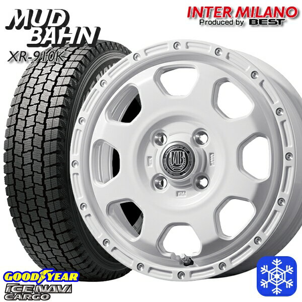 145R12 6PR （145/80R12） 2024〜2025年製 グッドイヤー アイスナビカーゴ インターミラノ マッドバーン XR-910K PWH/PP 12インチ 4.0J 4H100+42 送料無料 冬タイヤホイール4本セット