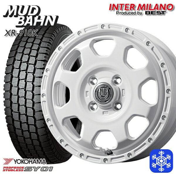 145/80R12 80/78N 2023〜2024年製 ヨコハマ SY01 インターミラノ マッドバーン XR-910K PWH/PP 12インチ 4.0J 4H100+42 送料無料 冬タイヤホイール4本セット