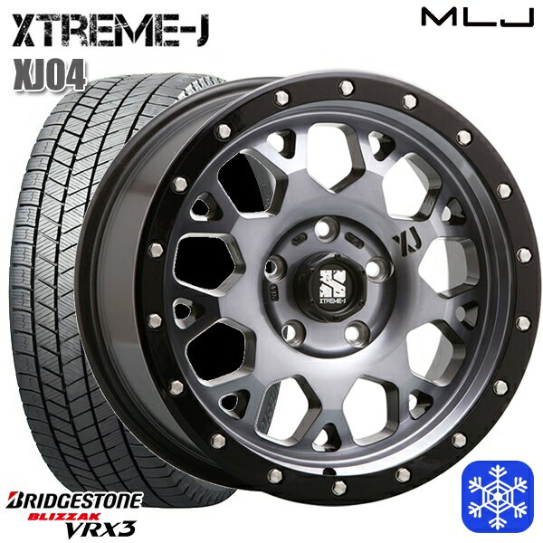 【取付対象】205/55R16 アクセラ リーフ 2022〜2023年製 ブリヂストン ブリザック VRX3 MLJ エクストリームJ XJ04 GB/スモーククリア 16インチ 7.0J 5穴 114.3 スタッドレスタイヤホイール4本セット 送料無料