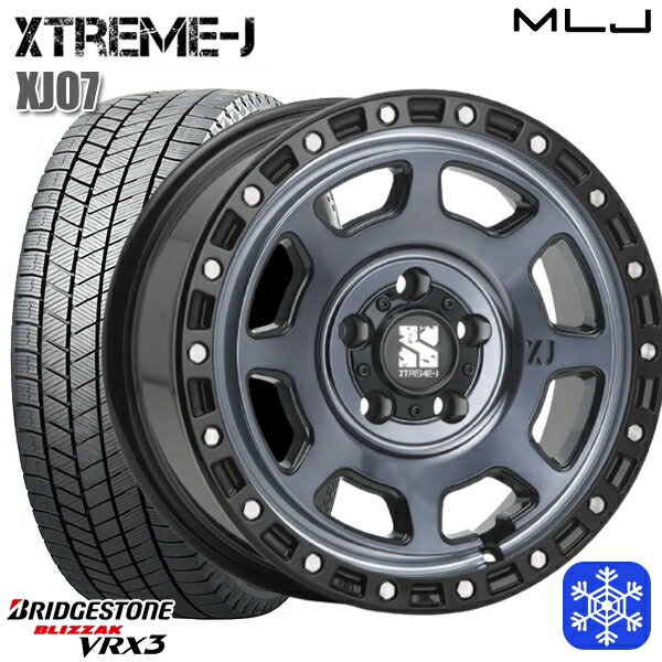 【取付対象】205/55R16 アクセラ リーフ 2022〜2023年製 ブリヂストン ブリザック VRX3 MLJ エクストリームJ XJ07 GB/マシンインディゴ 16インチ 7.0J 5穴 114.3 スタッドレスタイヤホイール4本セット 送料無料