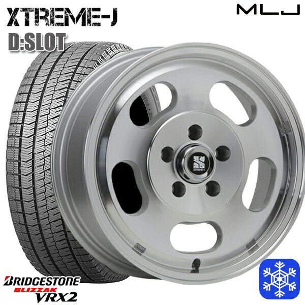 【取付対象】205/55R16 アクセラ リーフ 2021〜2022年製 ブリヂストン VRX2 MLJ エクストリームJ D-SLOT ポリッシュ 16インチ 6.5J 5穴 114.3 スタッドレスタイヤホイール4本セット 送料無料