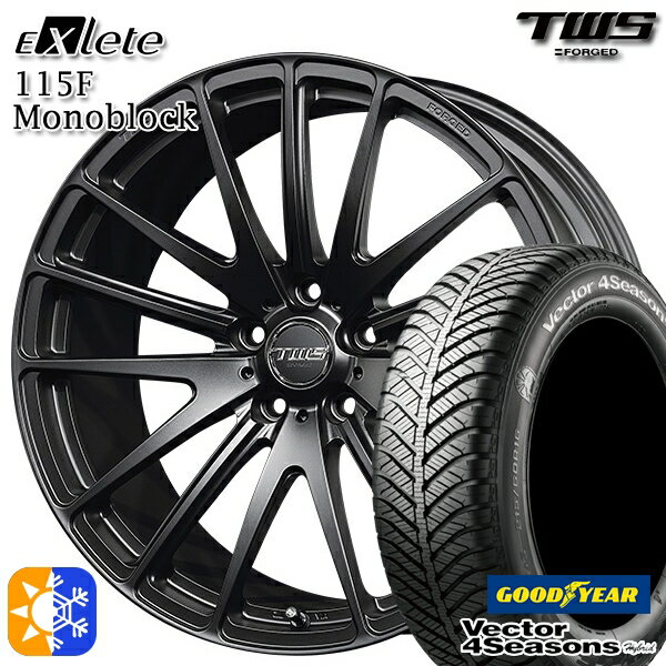 ベンツ Aクラス/Bクラス 225/40R18 92H XL グッドイヤー ベクター フォーシーズンズ TWS EXlete 115F モノブロック フラットブラック 18インチ 7.5J 5H112 オールシーズンタイヤホイールセット