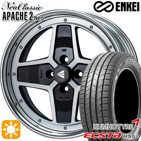 【取付対象】195/45R16 84V XL クムホ エクスタ HS52 ENKEI ネオクラシック アパッチ2 ネオ [Hi Disk] マシニングブラック 16インチ 6.0J 4H100 サマータイヤホイールセット