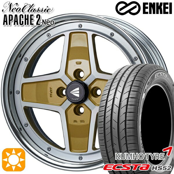 【取付対象】195/45R16 84V XL クムホ エクスタ HS52 ENKEI ネオクラシック アパッチ2 ネオ [Hi Disk] マシニングゴールド 16インチ 6.0J 4H100 サマータイヤホイールセット