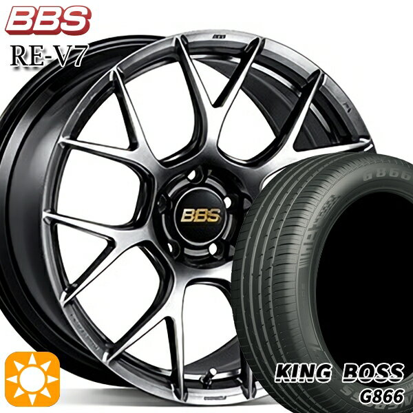 【取付対象】C-HR カローラクロス 225/45R19 92W キングボス G866 BBS RE-V7 ダイヤモンドブラック（DB） 19インチ 7.5J 5H114.3 サマータイヤホイールセット
