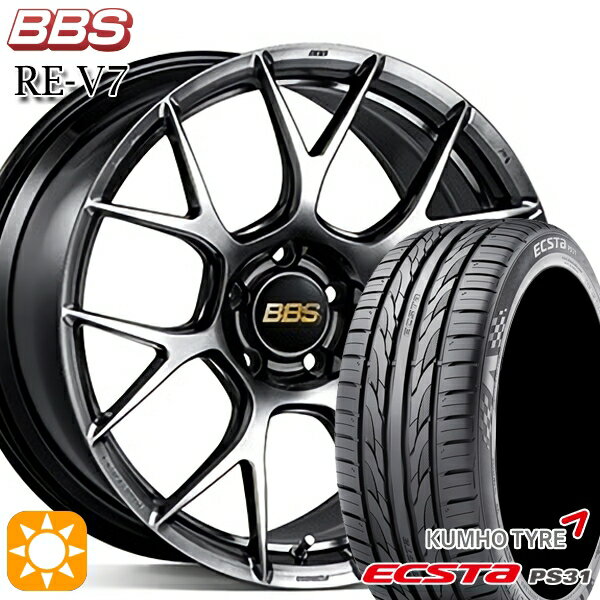 【取付対象】マークX スカイライン 225/45R18 91W クムホ エクスタ PS31 BBS RE-V7 ダイヤモンドブラック（DB） 18インチ 8.0J 5H114.3 サマータイヤホイールセット