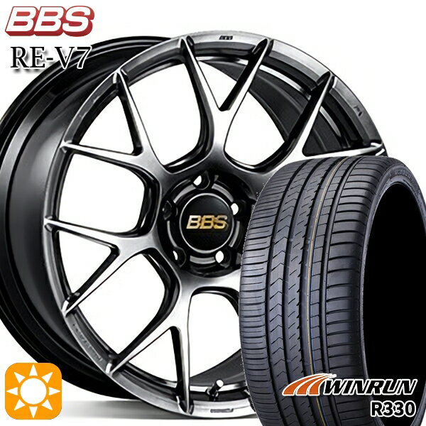 【取付対象】アクセラ アテンザ 215/45R18 93W XL ウィンラン R330 BBS RE-V7 ダイヤモンドブラック（DB） 18インチ 7.5J 5H114.3 サマータイヤホイールセット