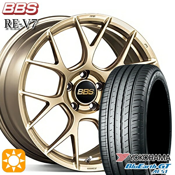 【取付対象】セレナ 215/40R18 89W XL ヨコハマ ブルーアースGT AE51 BBS RE-V7 ゴールド（GL） 18インチ 7.5J 5H114.3 サマータイヤホイールセット