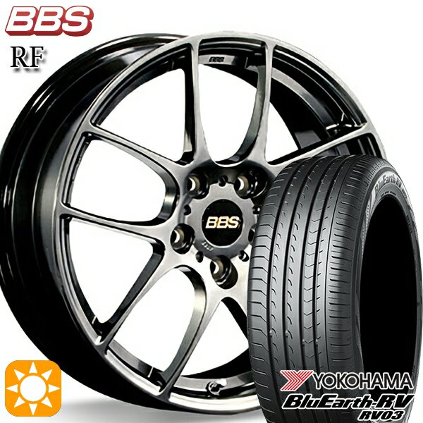 【取付対象】エクストレイル アテンザ 225/55R17 101V XL ヨコハマ ブルーアース RV03 BBS RF ダイヤモンドブラック（DB） 17インチ 7.0J 5H114.3 サマータイヤホイールセット