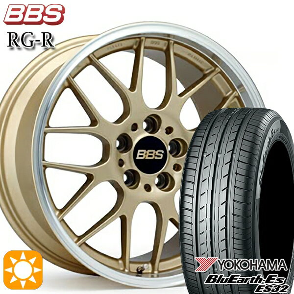 【取付対象】セレナ 215/40R18 85W ヨコハマ ブルーアース ES32 BBS RG-R ゴールドダイヤカット（GLD） 18インチ 7.5J 5H114.3 サマータイヤホイールセット