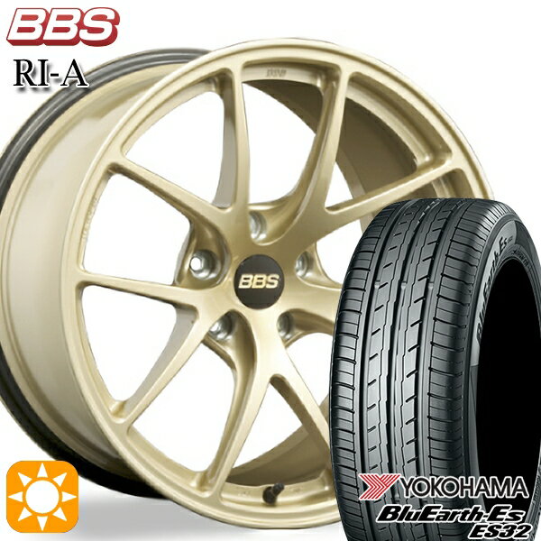 【取付対象】セレナ 215/40R18 85W ヨコハマ ブルーアース ES32 BBS RI-A ゴールド（GL） 18インチ 7.5J 5H114.3 サマータイヤホイールセット