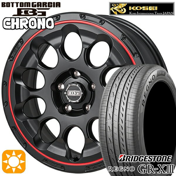 【取付対象】リーフ レヴォーグ 215/50R17 95V XL ブリヂストン レグノ GR-X3 コーセイ ボトムガルシア クロノ セミグロスブラック/レッドリム 17インチ 7.0J 5H114.3 サマータイヤホイールセット