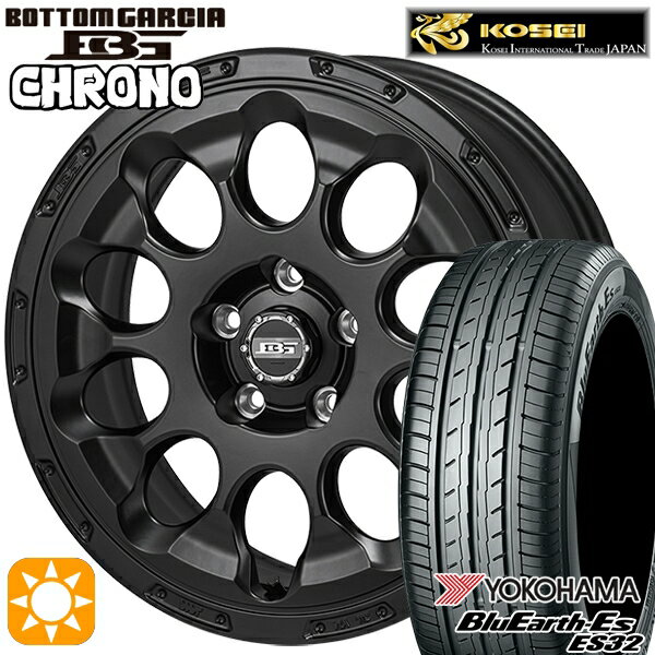 【取付対象】エクストレイル フォレスター 225/60R17 99H ヨコハマ ブルーアース ES32 コーセイ ボトムガルシア クロノ セミグロスブラック 17インチ 7.0J 5H114.3 サマータイヤホイールセット